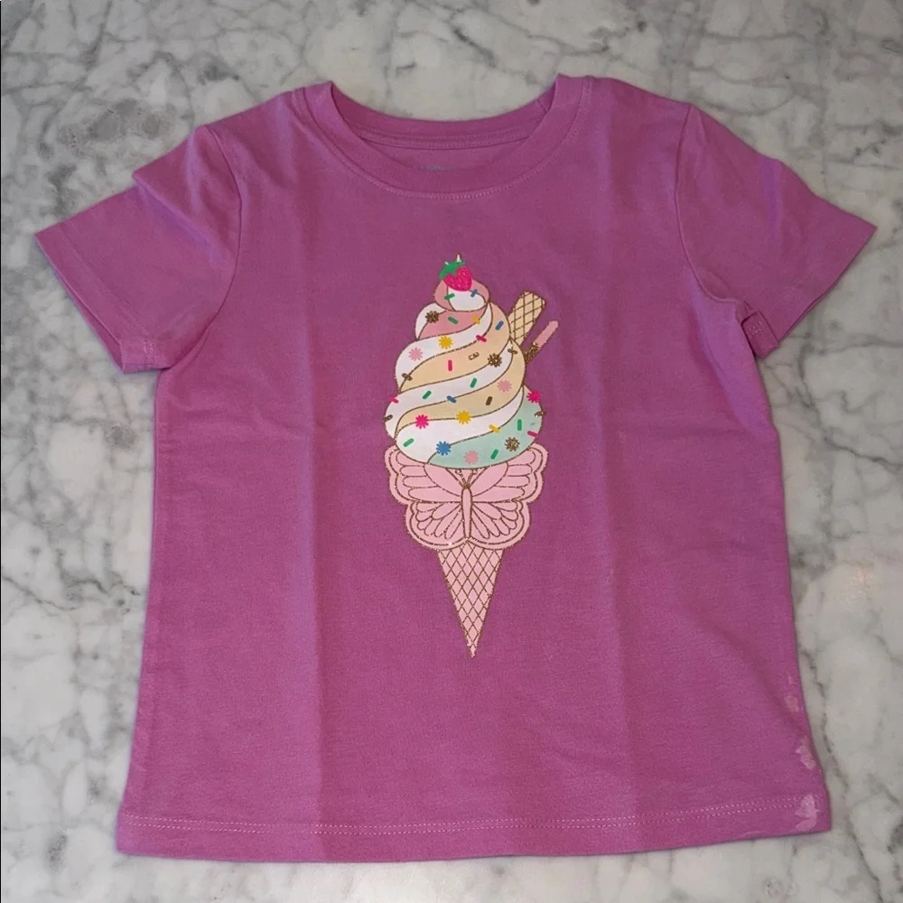 Cat & Jack Purple Ice Cream Tee & White Shorts Set 4T